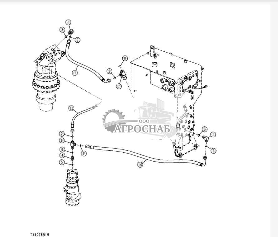 Drain Lines Swing Drive  Rotary Manifold (Harvester) ( 
